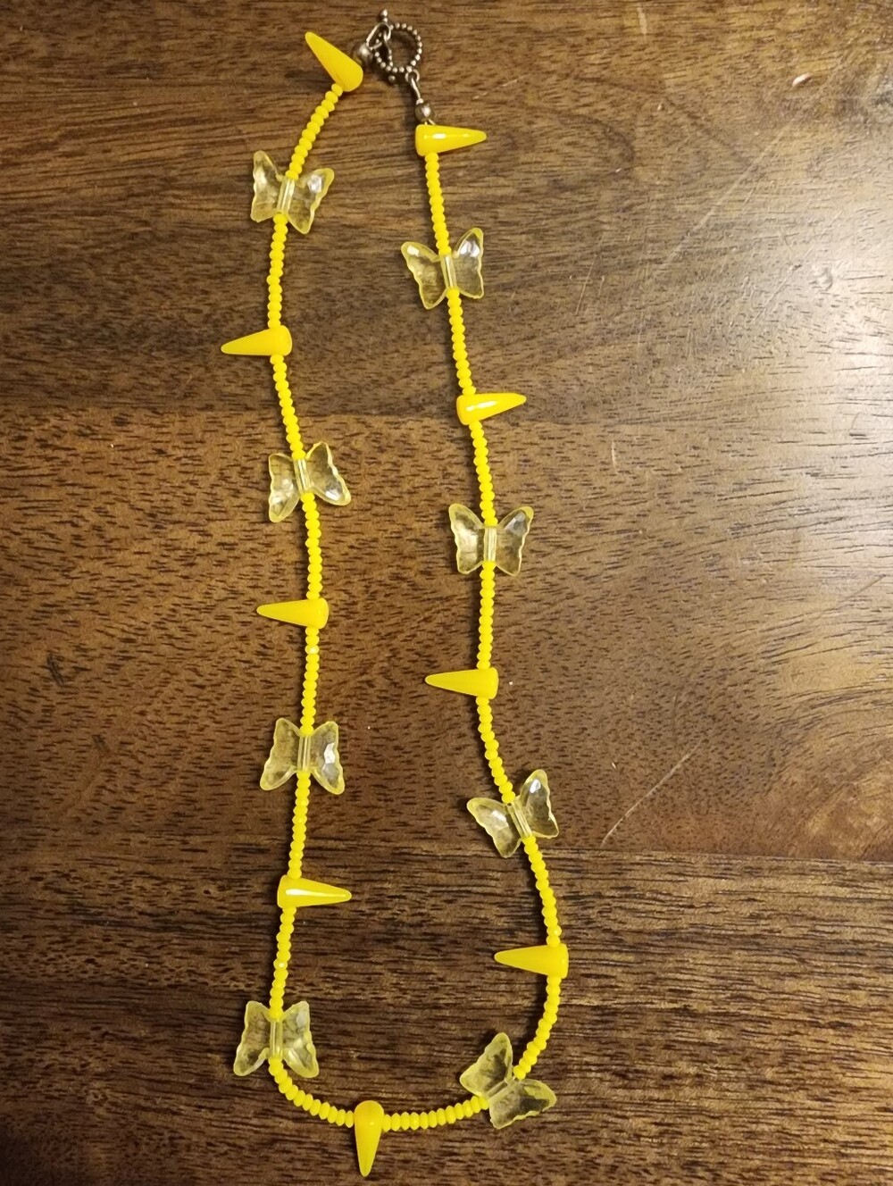 Yellow Butterfly Beaded Necklace